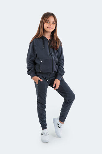 Slazenger DIMAS Unisex Çocuk Eşofman Takım Koyu Gri - Thumbnail
