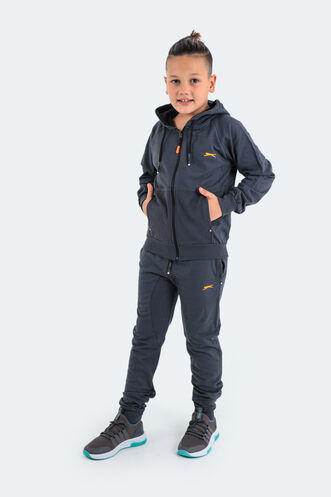 Slazenger DIMAS Children's Tracksuit Dark Grey - Thumbnail