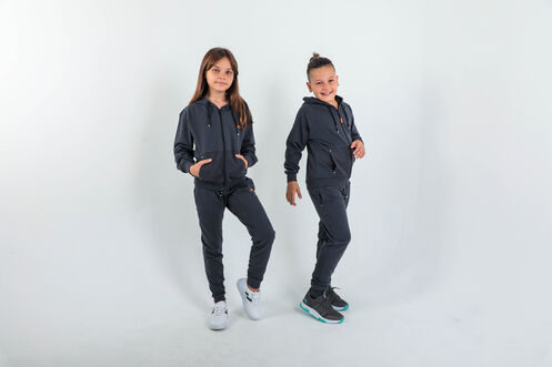 Slazenger DIMAS Children's Tracksuit Dark Grey - Thumbnail