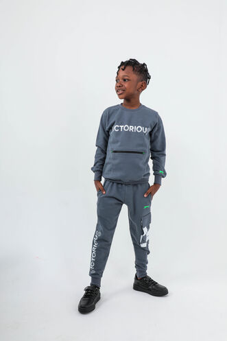 Slazenger DION Children's Tracksuit Dark Gray - Thumbnail