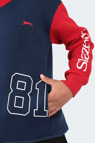 Slazenger DJURO Unisex Children's Sweatshirt Navy - Red - Thumbnail