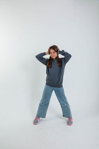 Slazenger DNA Kids Unisex Sweatshirt Dark Grey - Thumbnail