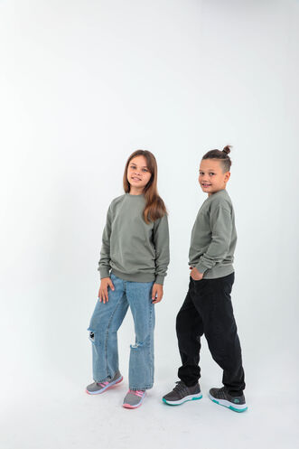 Slazenger DNA Kids Unisex Sweatshirt Khaki - Thumbnail