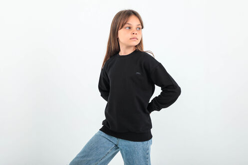 Slazenger DNA Unisex Çocuk Siyah Sweatshırt - Thumbnail