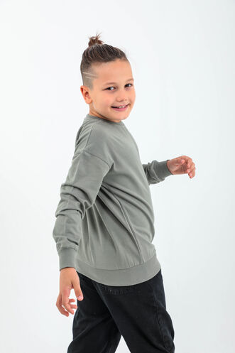 Slazenger DNA Unisex Çocuk Sweatshirt Haki - Thumbnail