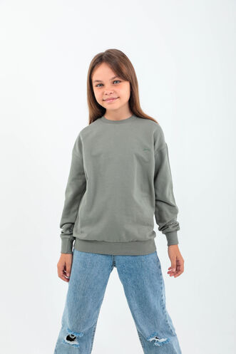 Slazenger DNA Unisex Çocuk Sweatshirt Haki - Thumbnail