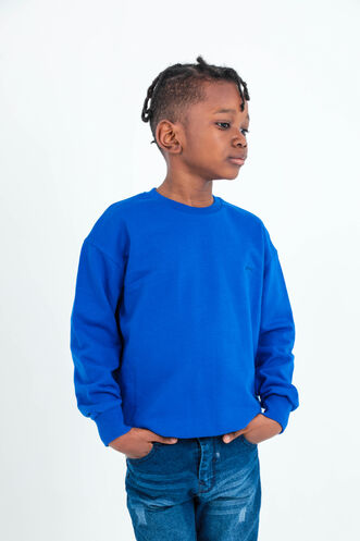 Slazenger DNA Unisex Çocuk Sweatshirt Saks Mavi - Thumbnail