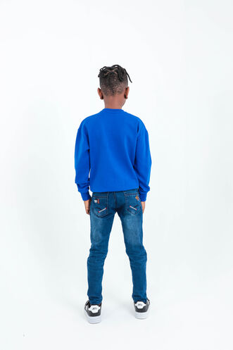 Slazenger DNA Unisex Çocuk Sweatshirt Saks Mavi - Thumbnail