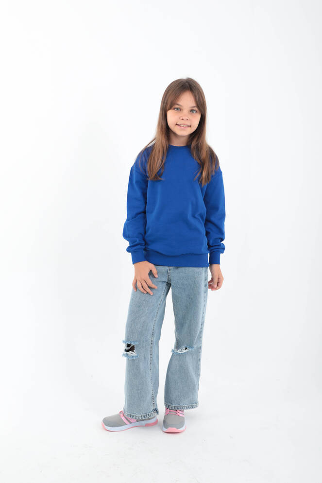 Slazenger DNA Unisex Çocuk Sweatshirt Saks Mavi
