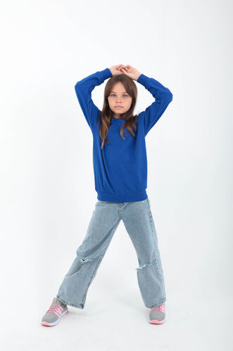 Slazenger DNA Unisex Kids' Sweatshirt Royal Blue - Thumbnail