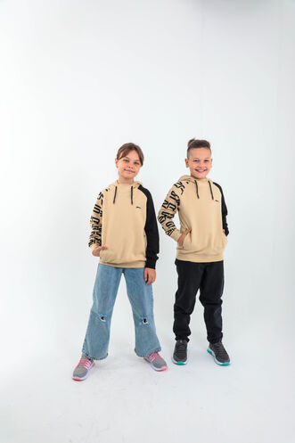 Slazenger DRAVEN Children's Unisex Sweatshirt Beige - Thumbnail