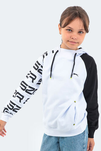 Slazenger DRAVEN Children's Unisex Sweatshirt White - Black - Thumbnail