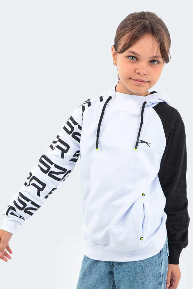 Slazenger DRAVEN Unisex Çocuk Sweatshirt Beyaz - Siyah