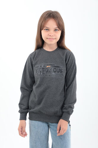 Slazenger DUNA Unisex Children's Sweatshirt Dark Grey - Thumbnail