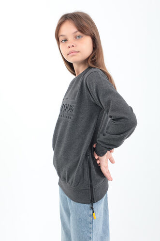 Slazenger DUNA Unisex Children's Sweatshirt Dark Grey - Thumbnail