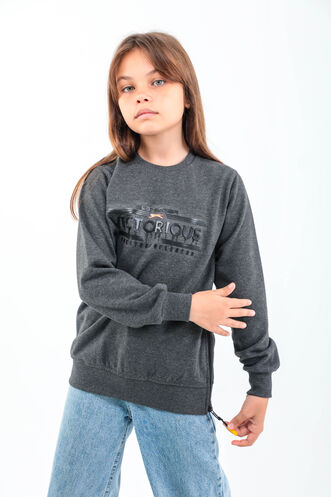 Slazenger DUNA Unisex Children's Sweatshirt Dark Grey - Thumbnail