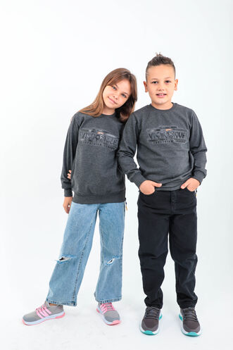 Slazenger DUNA Unisex Children's Sweatshirt Dark Grey - Thumbnail