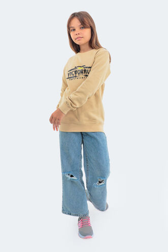 Slazenger DUNA Unisex Çocuk Sweatshirt Bej - Thumbnail