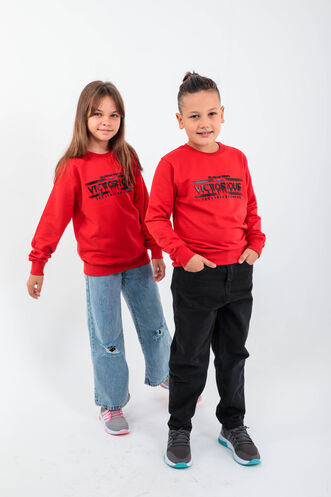 Slazenger - Slazenger DUNA Unisex Çocuk Sweatshirt Kırmızı