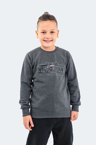 Slazenger DUNA Unisex Çocuk Sweatshirt Koyu Gri - Thumbnail