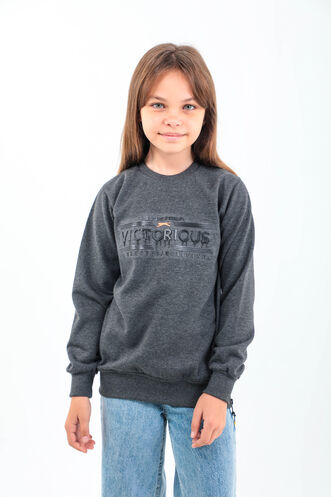 Slazenger - Slazenger DUNA Unisex Çocuk Sweatshirt Koyu Gri