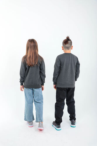 Slazenger DUNA Unisex Çocuk Sweatshirt Koyu Gri - Thumbnail