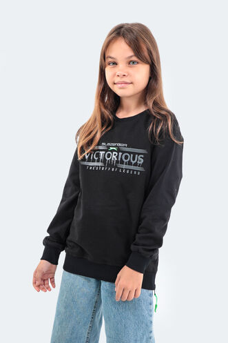 Slazenger DUNA Unisex Çocuk Sweatshirt Siyah - Thumbnail