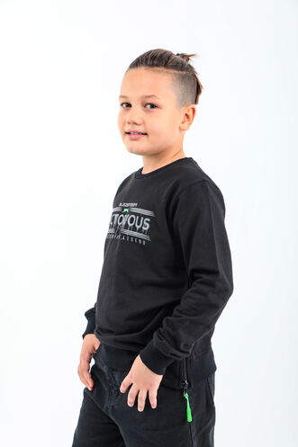 Slazenger DUNA Unisex Çocuk Sweatshirt Siyah - Thumbnail