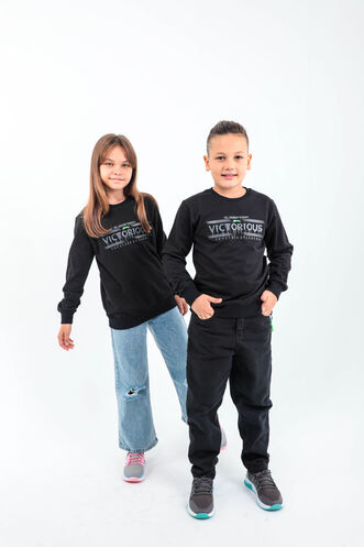 Slazenger DUNA Unisex Çocuk Sweatshirt Siyah - Thumbnail