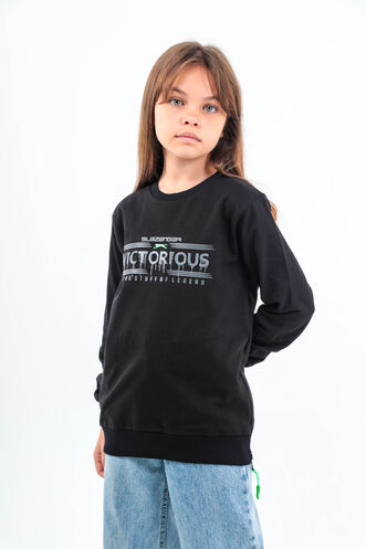 Slazenger DUNA Unisex Children's Sweatshirt Black - Thumbnail