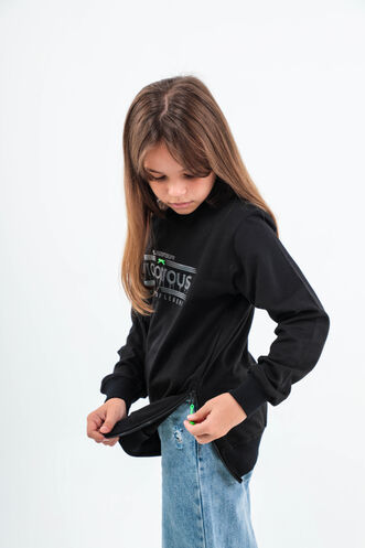 Slazenger DUNA Unisex Children's Sweatshirt Black - Thumbnail