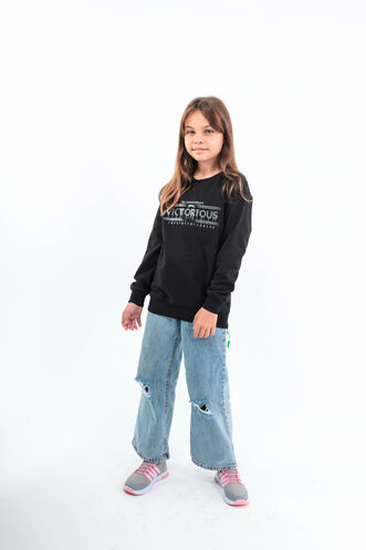 Slazenger DUNA Unisex Children's Sweatshirt Black - Thumbnail