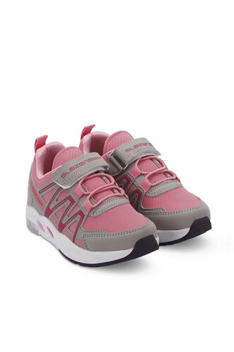 Slazenger ELIPS Unisex Çocuk Sneaker Ayakkabıları Gri - Pembe - Thumbnail