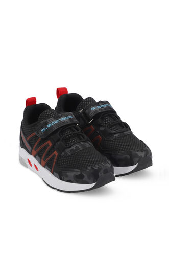 Slazenger ELIPS Unisex Çocuk Sneaker Ayakkabıları Siyah Kamuflaj - Thumbnail