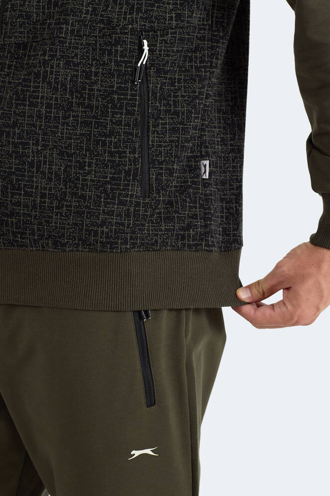 Slazenger FALOR Erkek Kapüşonlu Fermuarlı Haki Eşofman Takımı