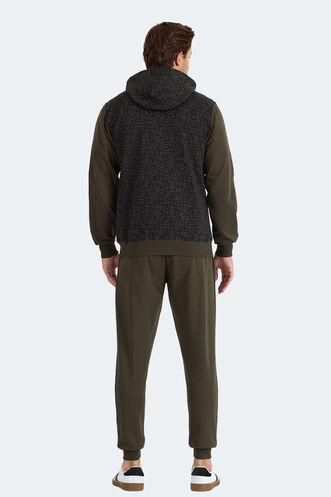 Slazenger FALOR Erkek Kapüşonlu Fermuarlı Haki Eşofman Takımı - Thumbnail