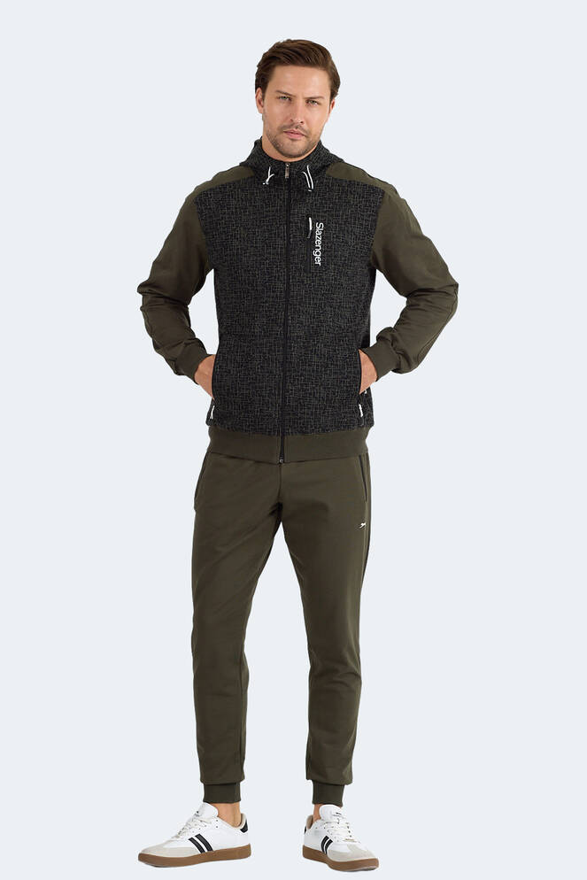 Slazenger FALOR Erkek Kapüşonlu Fermuarlı Haki Eşofman Takımı