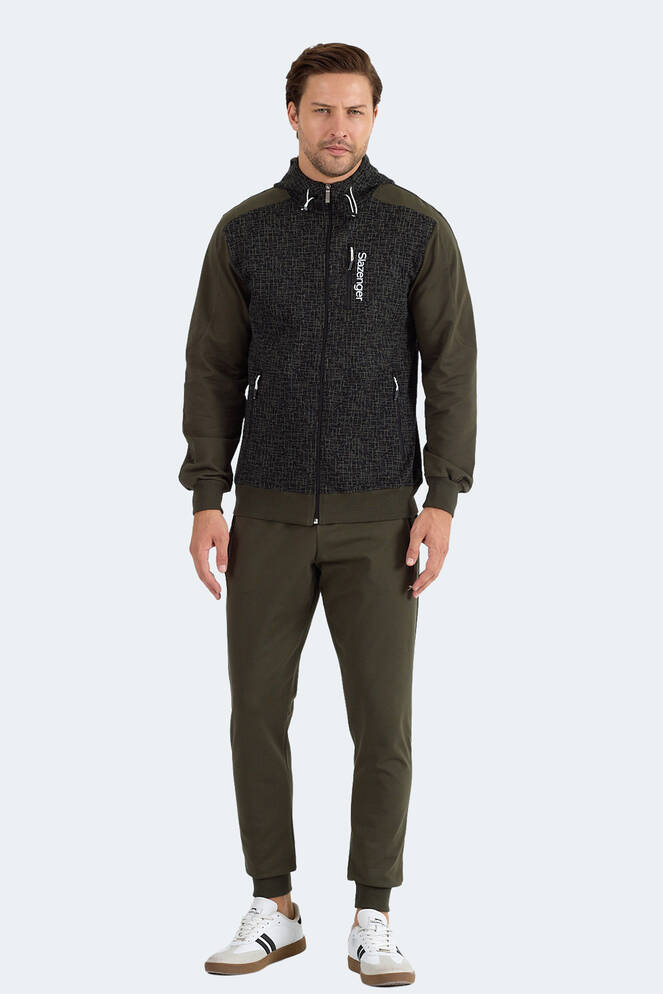 Slazenger FALOR Erkek Kapüşonlu Fermuarlı Haki Eşofman Takımı