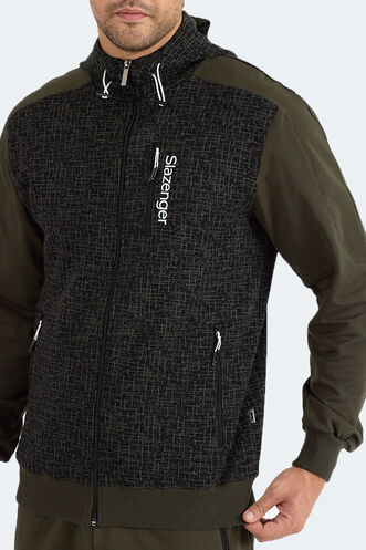 Slazenger FALOR Erkek Kapüşonlu Fermuarlı Haki Eşofman Takımı - Thumbnail