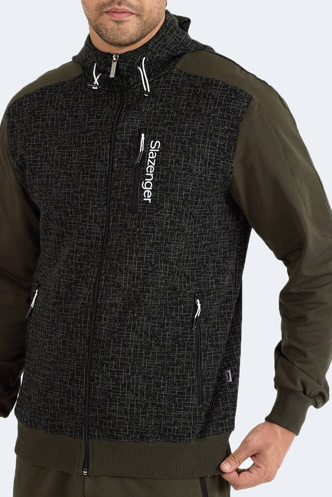 Slazenger FALOR Erkek Kapüşonlu Fermuarlı Haki Eşofman Takımı