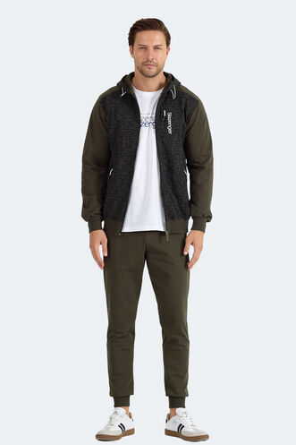 Slazenger FALOR Erkek Kapüşonlu Fermuarlı Haki Eşofman Takımı - Thumbnail