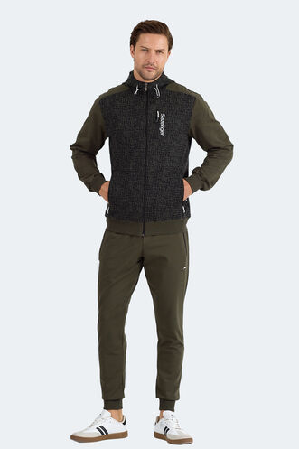 Slazenger FALOR Erkek Kapüşonlu Fermuarlı Haki Eşofman Takımı - Thumbnail