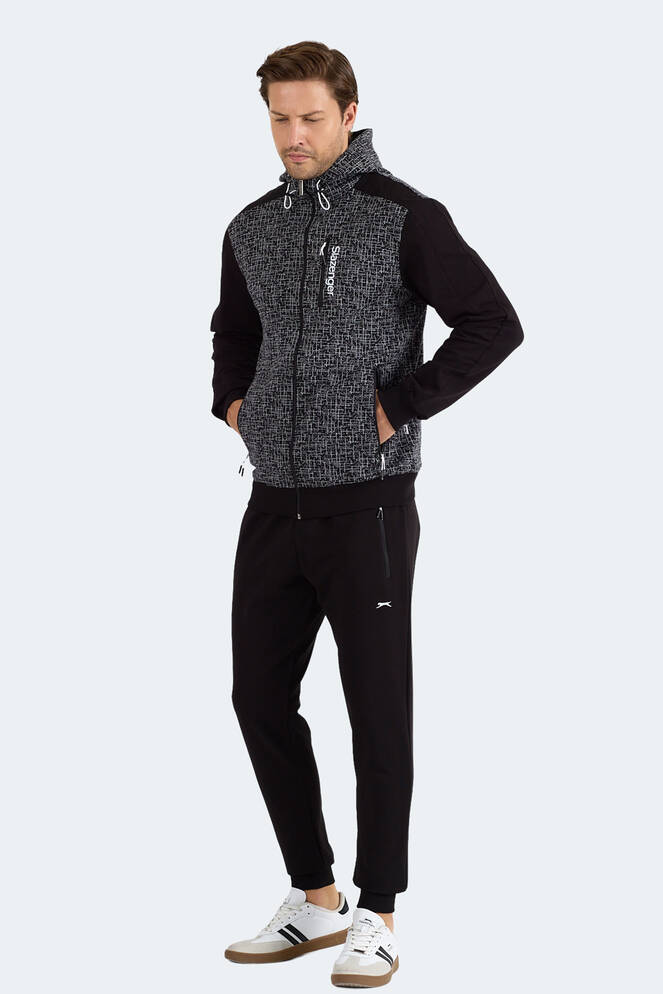 Slazenger FALOR Erkek Kapüşonlu Fermuarlı Siyah Eşofman Takımı