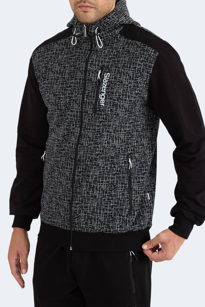 Slazenger FALOR Erkek Kapüşonlu Fermuarlı Siyah Eşofman Takımı