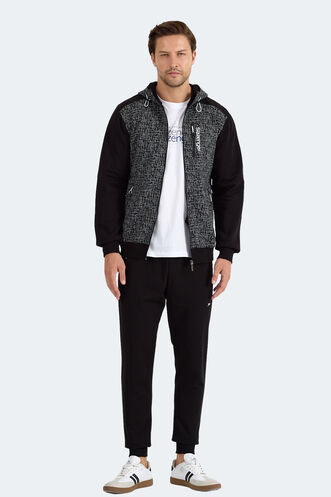 Slazenger FALOR Erkek Kapüşonlu Fermuarlı Siyah Eşofman Takımı - Thumbnail