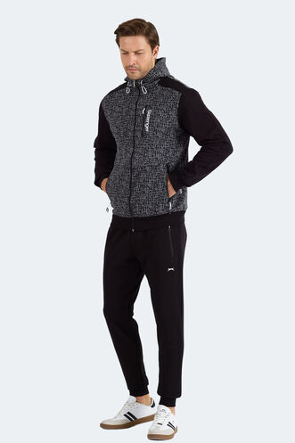 Slazenger FALOR Erkek Kapüşonlu Fermuarlı Siyah Eşofman Takımı - Thumbnail