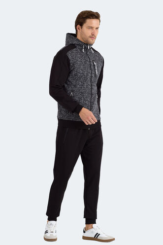 Slazenger FALOR Erkek Kapüşonlu Fermuarlı Siyah Eşofman Takımı - Thumbnail