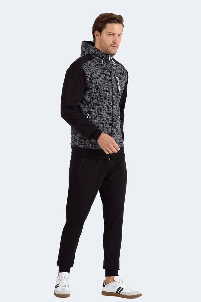 Slazenger FALOR Erkek Kapüşonlu Fermuarlı Siyah Eşofman Takımı