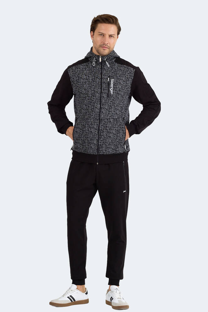 Slazenger FALOR Erkek Kapüşonlu Fermuarlı Siyah Eşofman Takımı