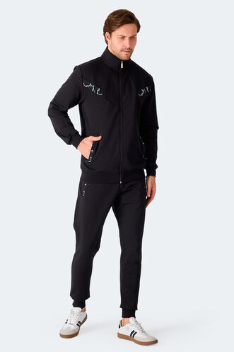 Slazenger FELON Erkek Fermuar Cepli Siyah Eşofman Takımı - Thumbnail